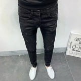 Riolio Spring Autumn Kpop Fashion Men's Denim Jeans Casual Slim Long Pants Korean Solid Black Boyfriend Designer Luxury Jeans