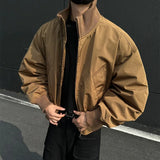Riolio  American flight jacket men's autumn baseball Jacket Men Stand Collar Thick Bomber Jacket Mens Casual Zip Up Short Jacket