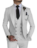 Riolio Men's 3 Piece Wedding Dress Suits Slim Fit Lapel Tuxedos Party Leisure Formal Male Suit For Groomsman Suit (Blazer+Vest+Pants)