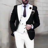 Riolio  3-Piece Jacket Vest Pant Men's Tuxedo Set Business Smoking Wedding Dress Blazer Suit for Formal Occasions