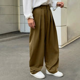 Riolio  Men Wide-legged Suit Pants Luxury High Waist Solid Color Casual Pants Korean Fashion Premium Double Draped Straight Trousers