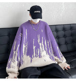 Riolio  Hip Hop Ripped Punk Knitted Sweaters Men Oversized Harajuku Streetwear Sweaters Winter Couples Fashion Knit Pullovers Tops