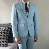 Riolio Blazers Jacket Pants Vest 3 Pcs Set / Fashion New Men's Casual Boutique Business Solid Color Slim Dress Suit Coat Trousers