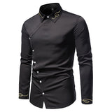 Riolio European Version Luxury Gold Embroidery Shirts for Men High Quality Fabric Micro-elasticity Western Cowboy Long Sleeves Shirt