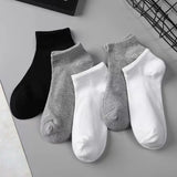 Riolio 5 Pairs Unisex Socks Low Cut Breathable Business Boat Sock Solid Color Comfortable Ankle Casual White Black Summer Men Business