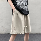 Riolio  High Street Ripped Men Summer Retro Sports Cropped Pants