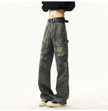 Riolio High quality Jeans Leopard Personality design Pockets Jeans Male American Style High Street Denim Pants Classic Denim Trousers