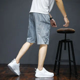 Riolio  Men Denim Summer Thin Elastic 55-point Trend Korean Versatile Casual Pants