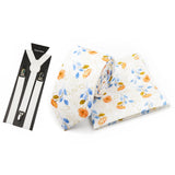 Riolio  Men's High Quality 6.5cm Floral Leaves Cotton Tie Handkerchief Suspender Set Novel Gentleman Artistic Wedding Accessories Gifts