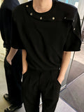 Riolio  Korean Version of Loose Simple Shoulder Pad Short-sleeved Black T-shirt Men Summer Casual Versatile Pullover
