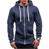 Riolio New Men's Casual Hoodie Zipper Hoodie Coat Fashion Trend Solid Color Cardigan Fitness Hoodie Comfortable