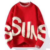 Riolio Trendy Men's Loose-Fit Knitted Sweater Casual Thickened Warm Round Neck Autumn/Winter Perfect For High School Students