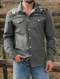 Riolio  Men's Western Style Floral Print Shirt Long Sleeve Button Cowboy Shirt with Chest Pockets