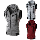 Riolio New Fashion Zipper Cardigan Sweater Mens Sleeveless Hooded Vest Jacket Plus Size S-4XL Streetwear Vest Hoodies