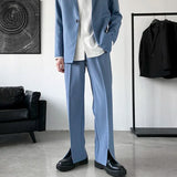 Riolio Pants Men Trousers Casual Autumn New Arrival Front-slit Fashion Straight High Street Office Clothes Simple Business Harajuku