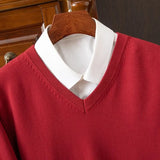 Riolio  Super Cashmere Sweater Men Thick Pullover Autumn Winter Warm Classic V-neck Clothes Male Jumper Jersey Hombre Pull Homme 4XL