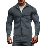 Riolio  Autumn Casual Men's Heavy Twill Lapel Long Sleeve Jacket Single-breasted Solid Color Slim-fit Jacket