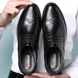 Riolio Mens  Oxford Shoes Genuine Calfskin Leather Brogue Dress Shoes Classic Business Formal Shoes Man