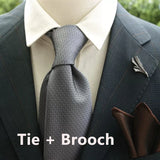 Riolio  2pcs Neck Tie Set Classic Solid Brown Green Neckties Casual Business Retro Ties Brooches Wedding Party Suit Accessories Cravat