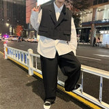 Riolio  Spring and Autumn Suit Vest Design Fake Two-Piece Shirt Handsome Long Sleeve Casual Loose Japanese Shirt Men