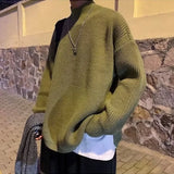 Riolio  Autumn and Winter Korean Men's Sweater Loose Fashion Lazy Pullover Long Sleeve Knitted Sweater New Style