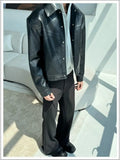 Riolio American Street High-end Coat Trendy Leather Jacket Korean Elegant 2025 Spring Men's New PU Lapel Slim Loose Jacket Aesthetic