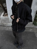 Riolio American Retro Multi-button Stand Collar Design Jacket Men Korean Hip Hop Coat High Street Hip-hop Solid Color Classic Jacket