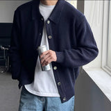 Riolio Men Fashion Daily Outerwears Cardigan Fall Winter Korean Casual Long Sleeve Sweater Baggy Thicken Thermal Knitted Sweaters Male