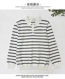 Riolio New American Trendy Men Polo Neck Sweaters Light Luxury Striped Knit Long Sleeve Pullover Tops High Quality Loose Knitwear M-3XL