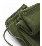 Riolio Double-sided Fleece! Retro Military Green Straight-leg Pants Women Loose Thickened Warm Drawstring Casual Wide-leg Pants Men