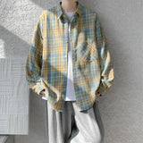 Riolio Spring Long Sleeved Shirt Men Fashion Retro Plaid Shirt Men Streetwear Loose Casual Shirt Mens Vintage Shirts Plus Size 5XL