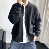 Riolio  European Size Knitted Cardigan Men's Autumn Winter Solid Color Sweater Jacket
