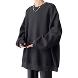 Riolio  Waffle long sleeved solid color T-shirt for men in spring and autumn casual men's round neck loose long sleeved shirt for