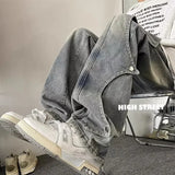 Riolio streetwear fits American Style High Street Design Sensibility Niche Men's Spring Season Workwear Jeans Loose-fit Straight-leg Casual Long Pants