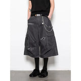 Riolio  Summer Women's Broken Hole Suture Patch Shorts Female High Waist Wide Leg Half Pants Streetwear Unisex Knee Length Trousers