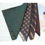 Riolio  2PCS Neck Tie Set Luxury Brown Floral Dots Neckties Khaki Striped Handkerchief Polyester Woven Pocket Square Shirt Accessories
