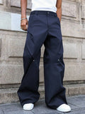 Riolio  Mens Casual Loose Wide Leg Pants Solid Color Fall Streetwear