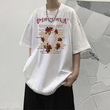 Riolio  American Retro Boyfriend Summer Pullover O-Neck Patchwork Printing Letter Loose Fashion Casual Short Sleeve T-Shirts Tops