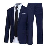 Riolio Men Suit Set Lapel Formal Stylish Buttons Pockets Blazer for Dating Men Suits Groom Wedding Jacket Pants Formal Coat Trousers