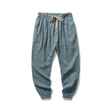 Riolio Large Size Chinese Style Linen Casual Harlan Loose Trousers Cotton Linen Pants Ice Silk