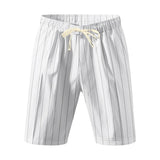 Riolio  Men's Striped Linen Blend Shorts Elastic Waist Drawstring Casual Beach Shorts
