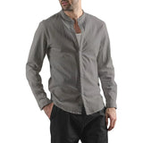 Riolio Men's Long-Sleeved Co·1tton Linen Shirts Spring Summer Single Breasted Shirt Casual Beach Style Lightweight Button Tops