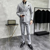 Riolio  Men's Slim Fit Three Piece Suit Double Row Buttons Fashionable Maturity Style Korean Version Wedding Groomsmen Western Coat