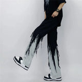 Riolio  Men Jeans High Street Hip Hop Contrast Color Tassel Loose Fashion Japanese Streetwear Hippie Loose Casual Darkwear Patchwork