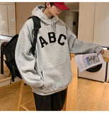 Riolio Letter Print ABC Men's Hoodies 2025 Autumn new sudadera hombre Korean Fashion Harajuku Pullover Hip Hop Long Sleeve Hooded