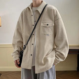 Riolio Vintage Corduroy Jakect For Men Autumn Winter Oversize Pokect Windproof Outwear Casual American Men Cargo Shirts