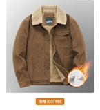 Riolio Winter Mens Jacket Warm Corduroy Jackets and Coats Fur Collar Winter Casual Coats Outwear Male Thermal Cotton Jacket Streetwear