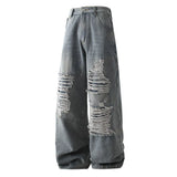 Riolio Punk Style Trend Fashion Ripped Jeans Straight leg jeans new wide leg pants Hip Hop Clothing