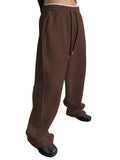 Riolio  Men Drawstring Waist Loose Straight Leg Wide Leg Sports Sweatpants With Pockets