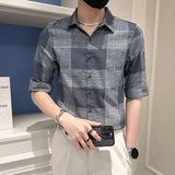 Riolio  Men's Summer Short Sleeve Shirt New Style Handsome and Trendy Mid Sleeve Casual Brand